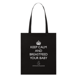 Baumwolltasche Schwarz "Keep Calm" Weiß